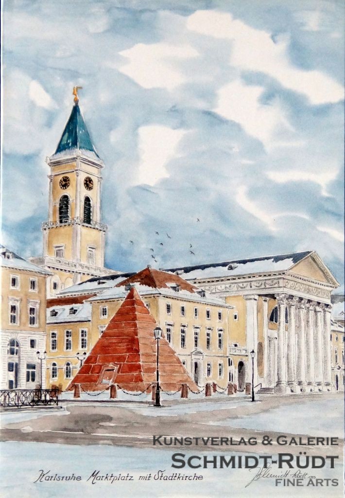 Karlsruhe - Marktplatz und Stadtkirche
