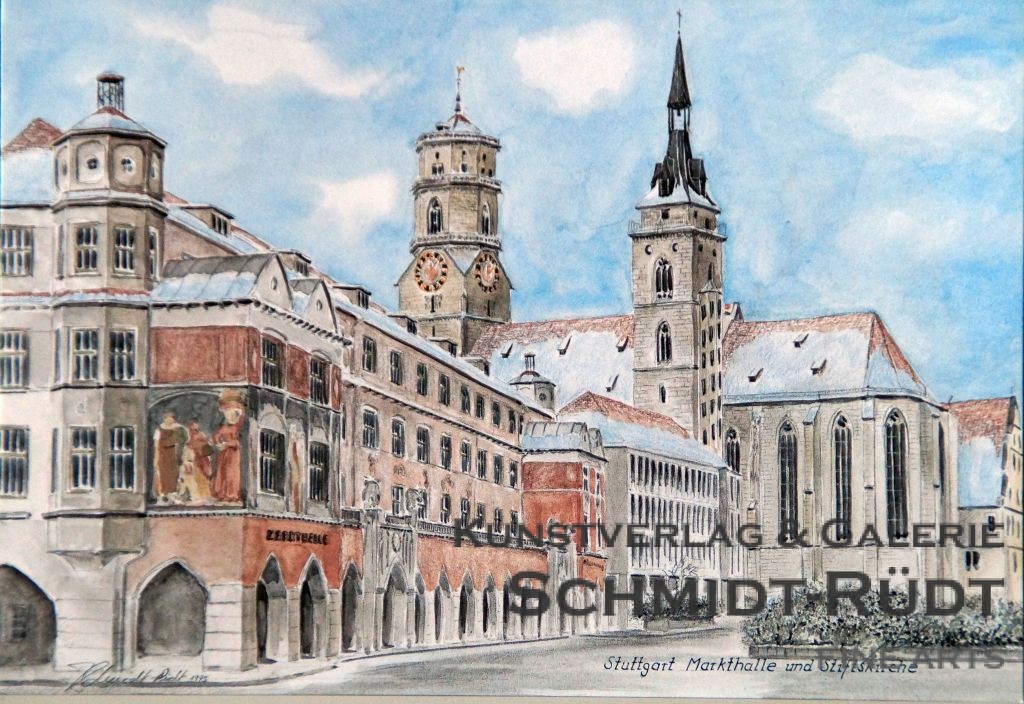 Stuttgart - Markthalle und Stiftskirche